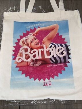 Barbie Pink, Blue & White Graphic Canvas Tote
